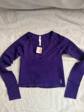 FP Movement by Free People Purple Long Sleeve Henley Top